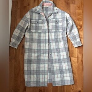 If By Sea Anthropologie Bobbie Plaid Cozy Fleece Long Shirt Jacket